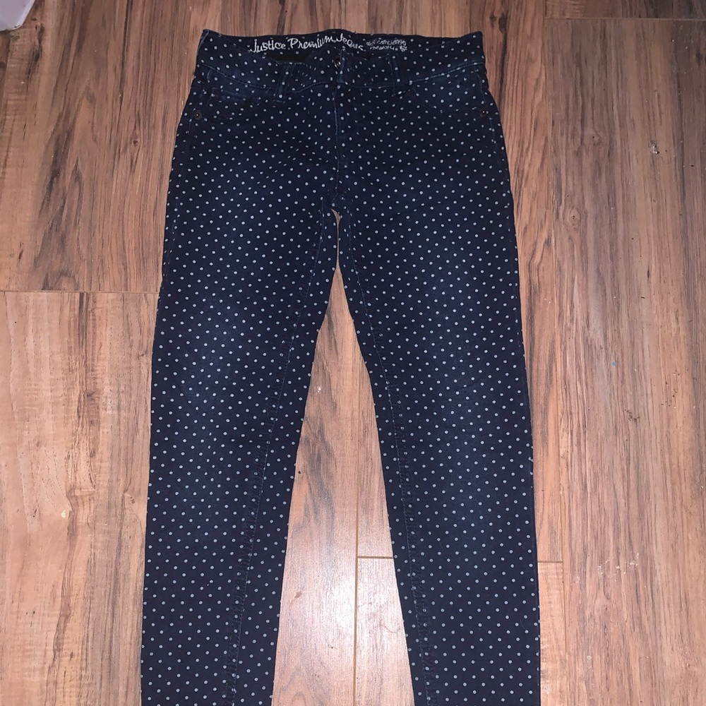 Blue and white polkadot Justice Kida Jeans